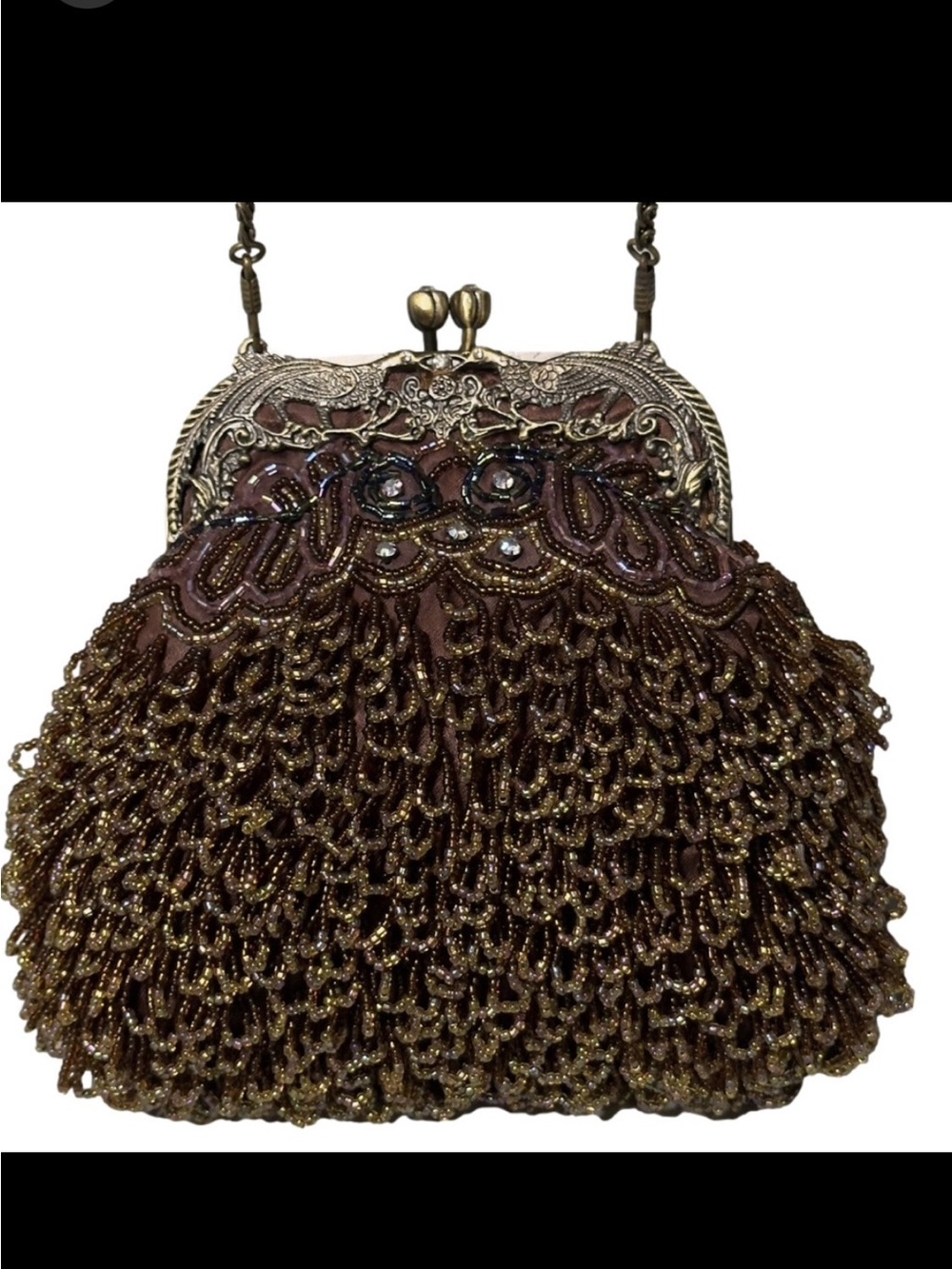 Retro beaded bag w/kiss-lock closure multicolored Women’s vintage inspired purse